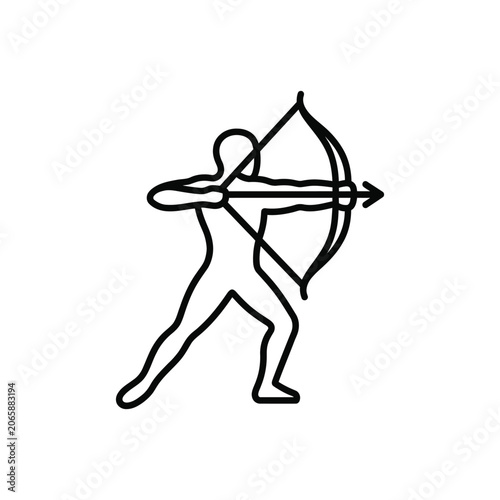 Man aiming bow and arrow sideways.