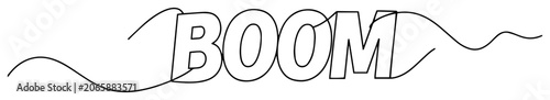 Photos boom text explosion in comic style line illustration