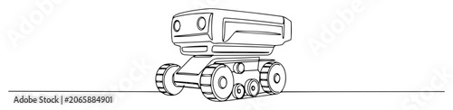 Foto rolling security robot patrol unit vector engraving monoline