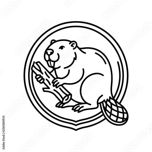 Obraz na plátně Beaver Holding a Tree Branch.
