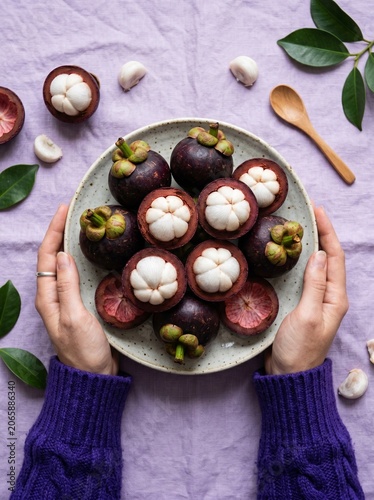 Vibrant Purple Mangosteen Fruit Display
