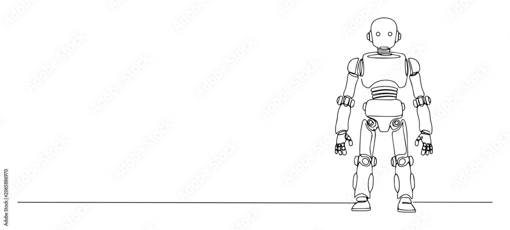 Fototapeta premium humanoid robot front view line art vector
