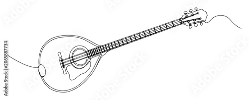 vector one line drawing of bouzouki musical instrument