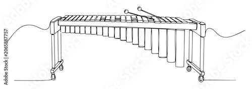 Foto vector one line drawing of marimba musical instrument
