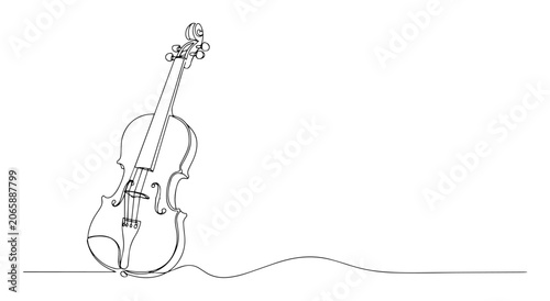 Foto vector one line drawing of double bass musical instrument