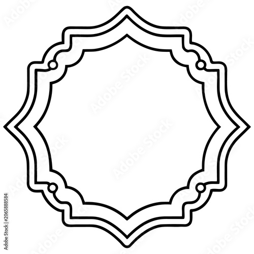 Decorative ornamental frame with wavy border line art design.