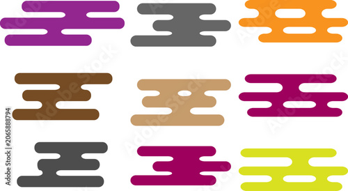 Obraz na plátne Colorful abstract vector graphic shapes featuring rounded horizontal bars arrang