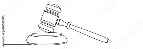 Canvastavla judge gavel icon – court verdict symbol line art