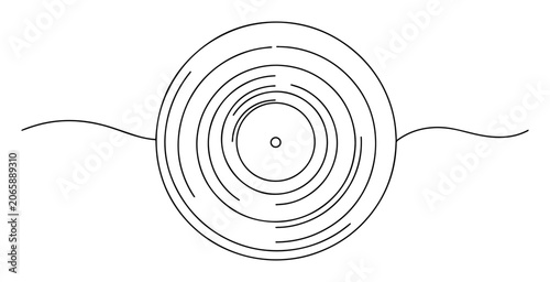 Obraz na plátně vinyl record lineart – retro music disc with groove