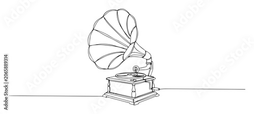 Fotografie gramophone lineart – vintage audio playback device