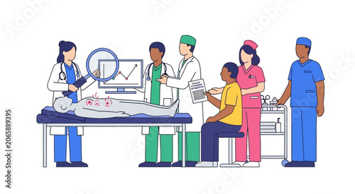 Medical Team Discussing Patient's Health Data and Diagnosis