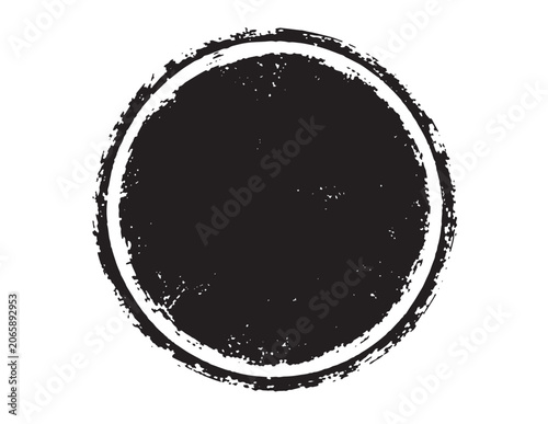 Tableau sur toile Distressed black grunge circle stamp, a rough textured round frame, vintage ink