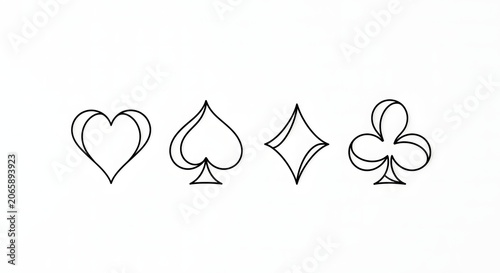 Playing card suits icons hearts spades diamonds clubs line art