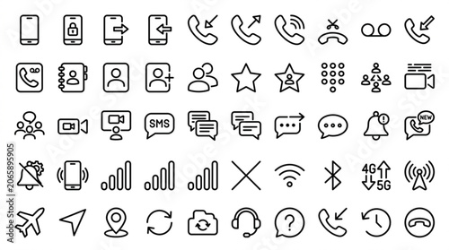 A collection of various communication and technology icons displayed on a screen.