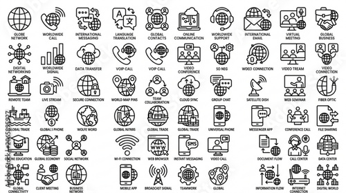 A collection of various technology related icons are shown in a grid.
