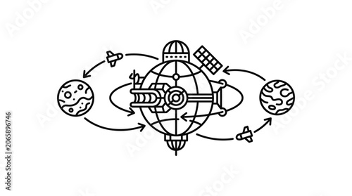 Konstfotografi Space Station Orbiting Earth Satellites.