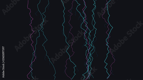 Billede på lærred Abstract percolation theory lattice fracture lines on dark background