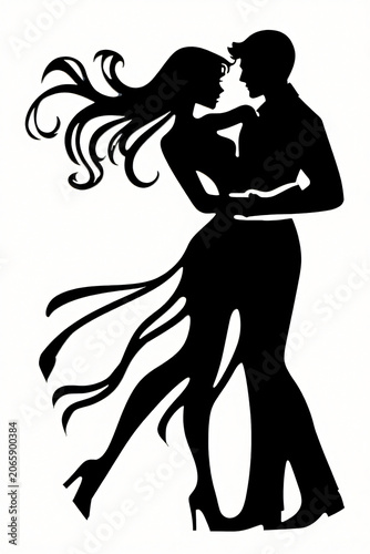 Dancing Couple Silhouette Stencil