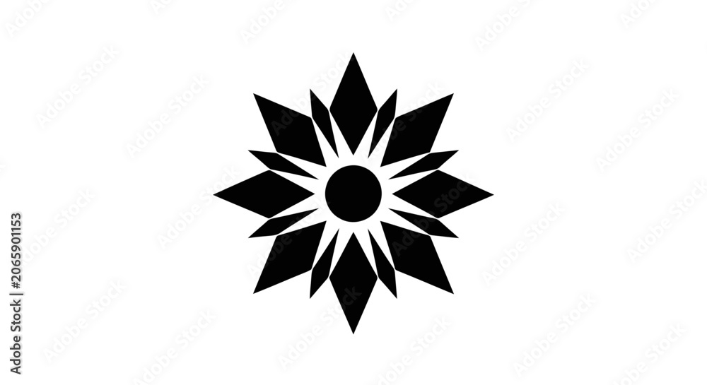 Obraz premium Vector illustration of abstract star shape icon, geometric black symbol on a transparent background