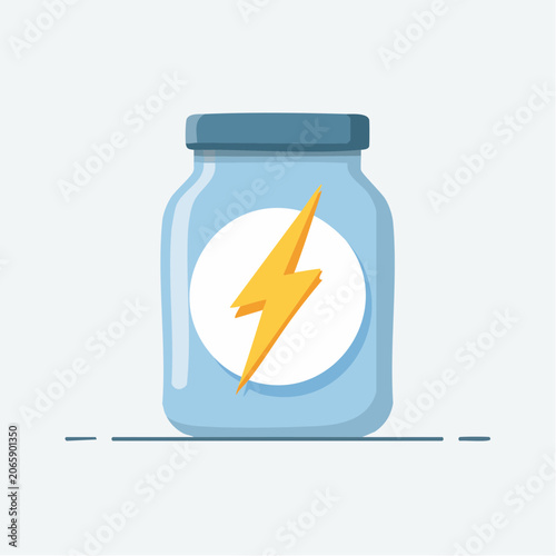 Energy supplement jar with lightning bolt symbol