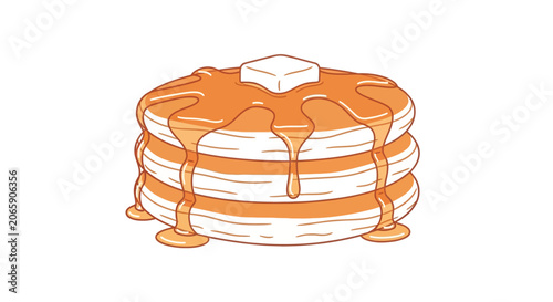 Photos Stack of pancakes with syrup dripping.