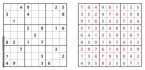 Sudoku puzzle 9x9 expert level for adults printable with answers A4