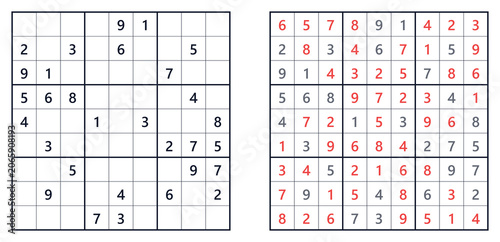 Sudoku puzzle 9x9 hard for adults printable with answers A4