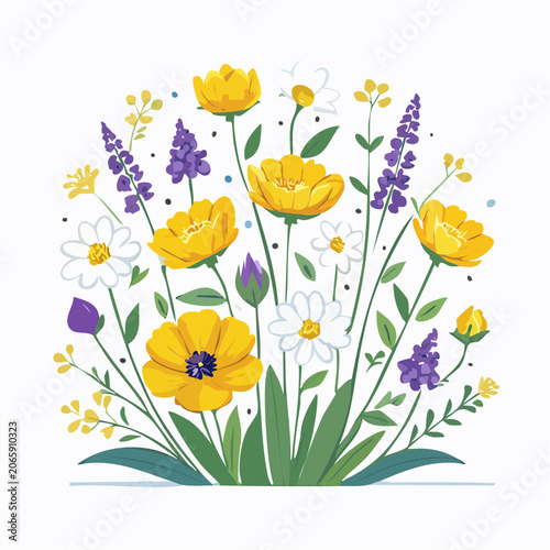 Spring Wildflower Bouquet Illustration