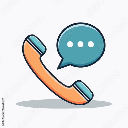 Telephone handset with speech bubble icon