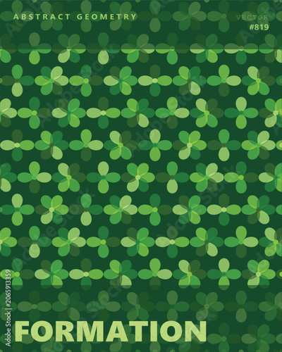 Abstract green geometric pattern with clover shapes