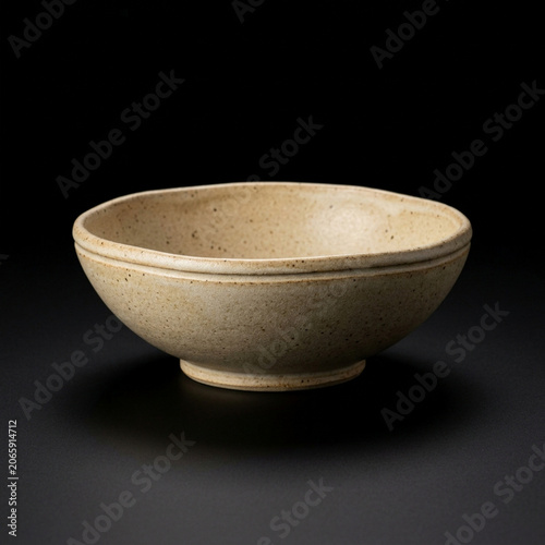 Handmade Ceramic Bowl on Black Background