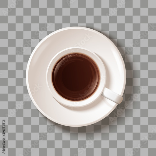 coffee cup empty and with coffee. Ceramic cup or mugs with a saucer, top view. coffee mug  with hot drink. Eps 10