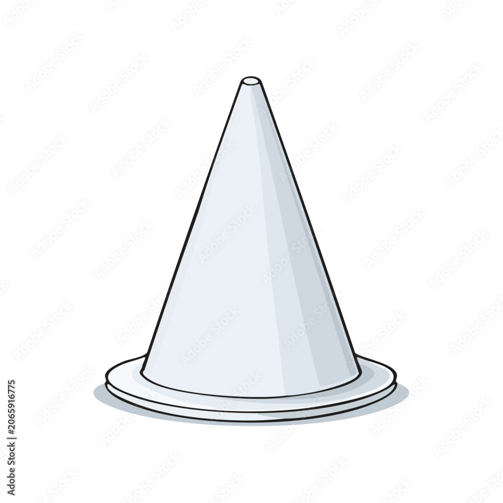 Fototapeta premium Simple illustration of a white icing pastry bag nozzle cone on a flat white surface