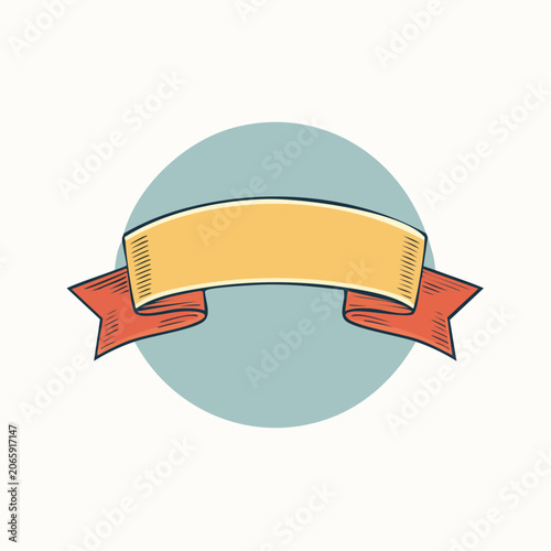 Retro Ribbon Banner with Circle Background