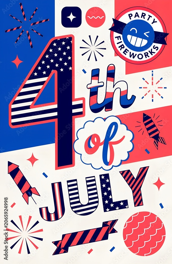 Obraz premium 4th July Flyer in illustration style