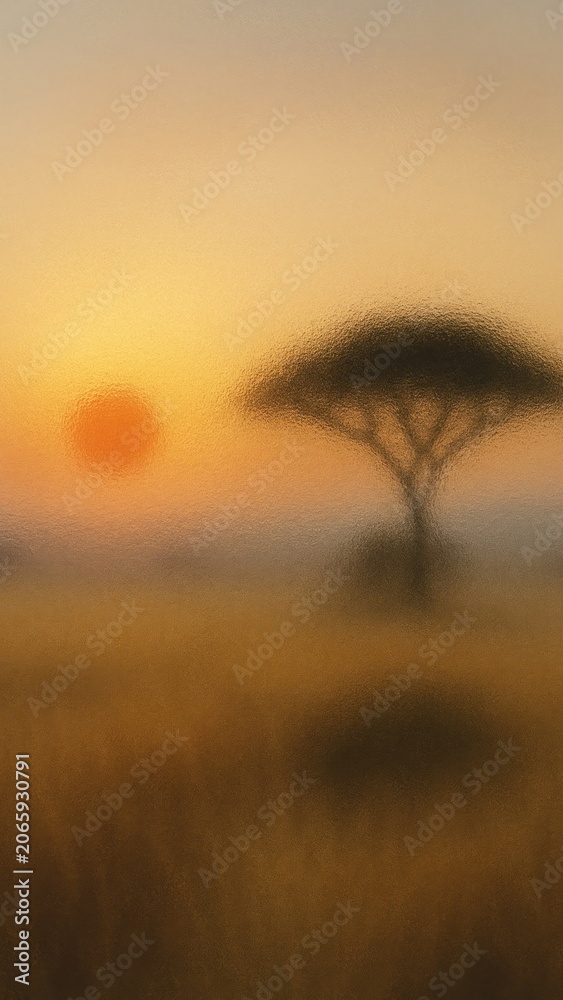 Fototapeta premium Serene African savanna sunset mobile wallpaper