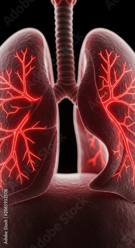 Human Lungs - A Detailed Anatomical Illustration.