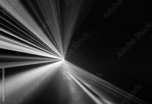 Abstract grayscale tunnel, radiating light