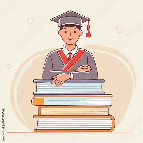 Graduation Student with Books