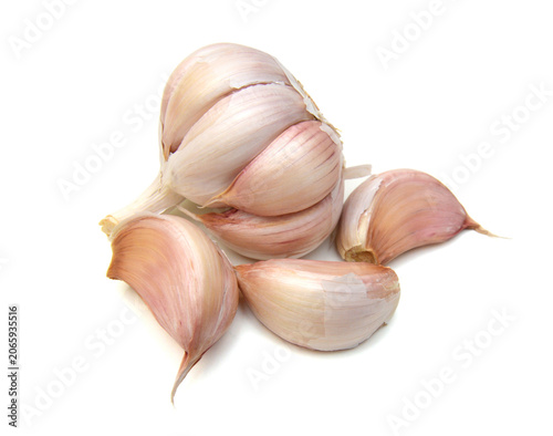 Vászonkép Garlic isolated on white background