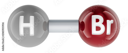 Cuadro en lienzo Hydrogen bromide HBr molecule model. 3D rendering