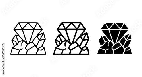 Fényképezés Diamond Gemstone Icons, Crystal Icons, Precious Stone Graphics, Luxury Jewelry S