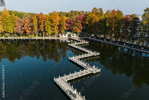 Photography Aerial view of Wuhan East Lake in autumn