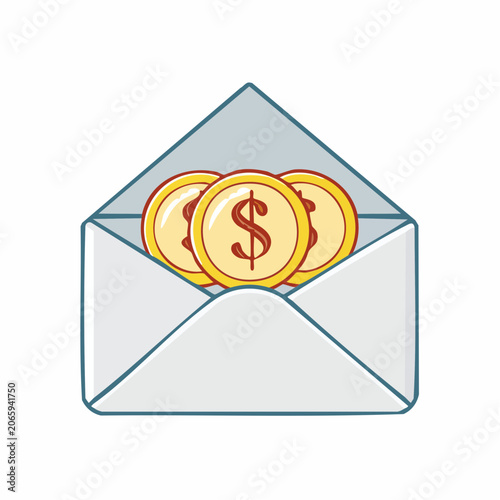 Envelope with Dollar Coins