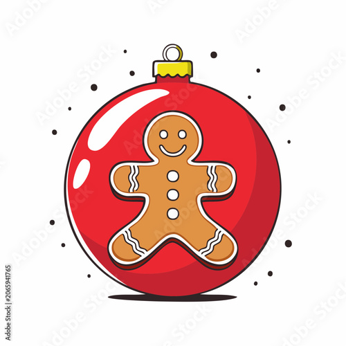 Gingerbread Man on Red Christmas Ornament