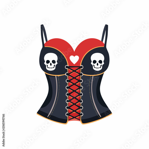 Gothic Corset with Skull and Heart Design