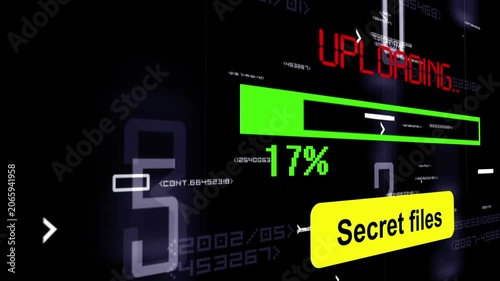 Secret Files Upload Progress Bar on Digital Cybersecurity Interface