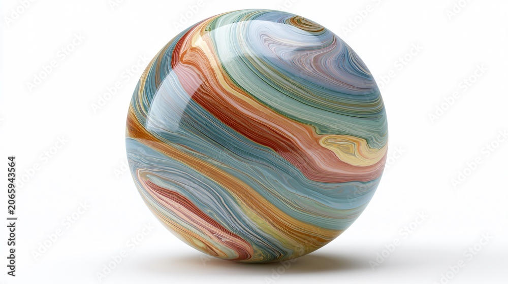 Obraz premium Vibrant Multicolored Marble Sphere Swirling Patterns Smooth Reflection