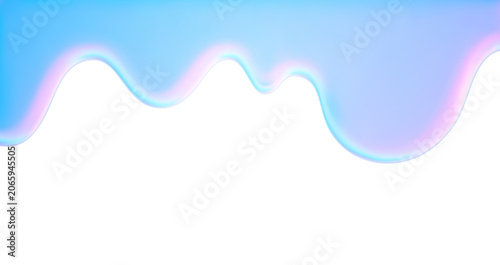 Holographic blue pink 3d drip wave isolated asset