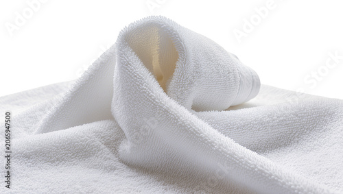 Fotografía Isolated soft white terrycloth towel, detailed fabric texture, plush and absorbe